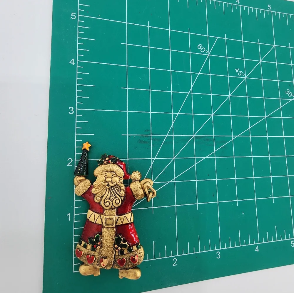 J.J. Festive Santa Claus Golden Brooch
